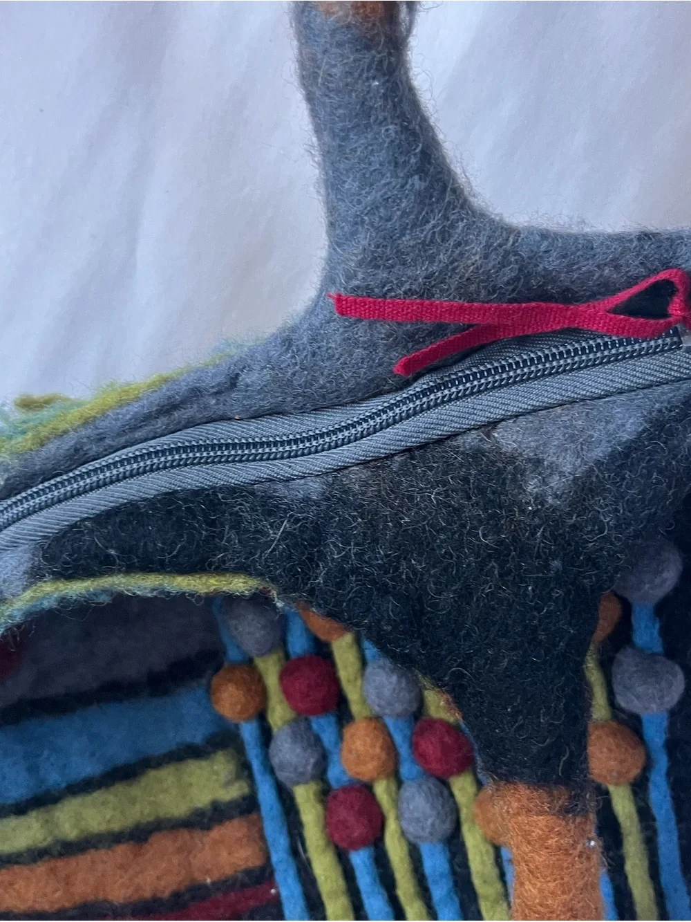 Rising Tide Multicolor 100% Wool Felt Shoulder Bag with Bauble Accents - Picture 5 of 11
